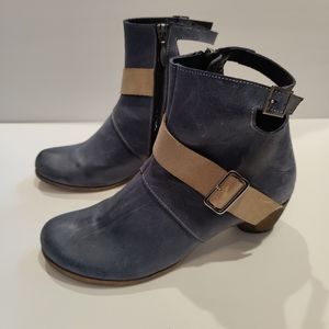 Koshka Leather Blue Women's Ankle Boots